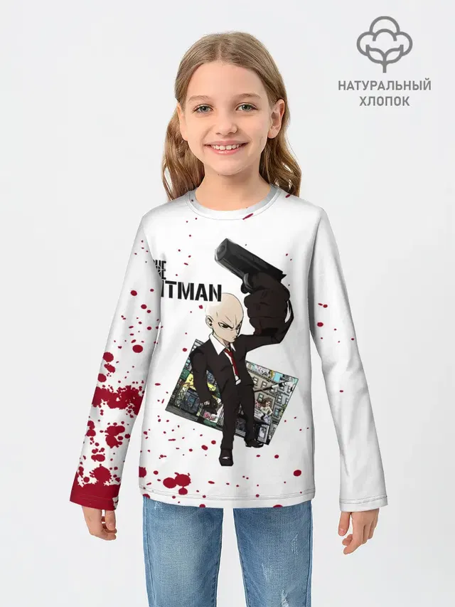 Детский лонгслив с принтом «ONE Hitman»