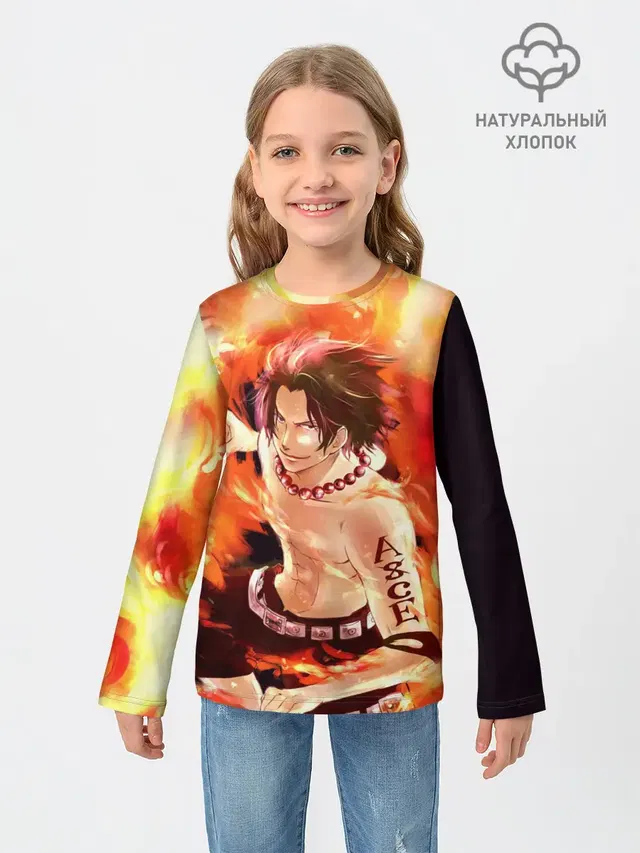 Детский лонгслив с принтом «Ван Пис — ONE PIECE ASCE HERO»