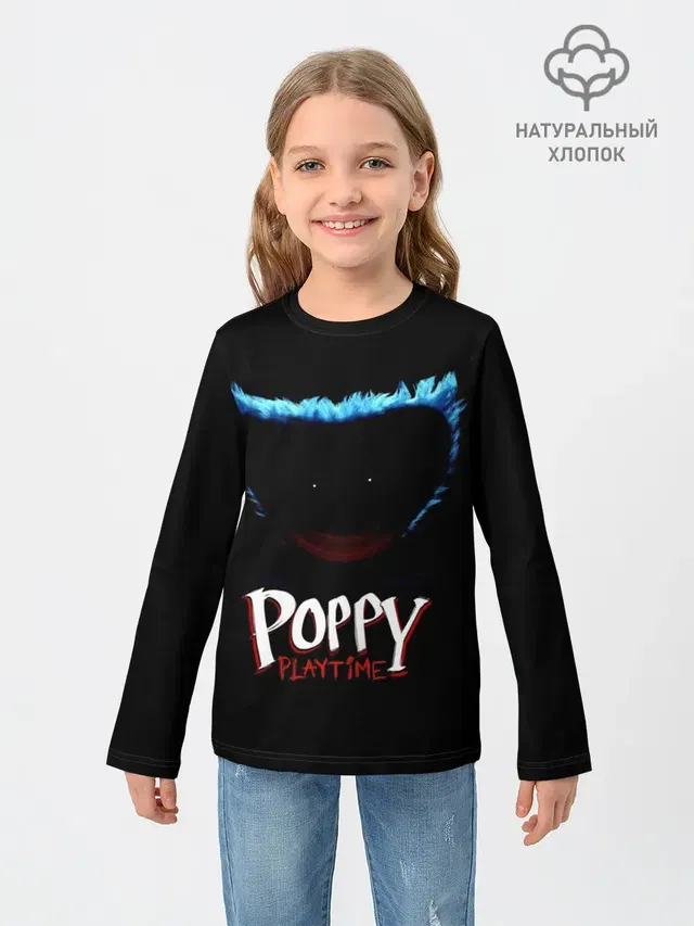 Детский лонгслив с принтом «Poppy Playtime — Huggy Wuggy»
