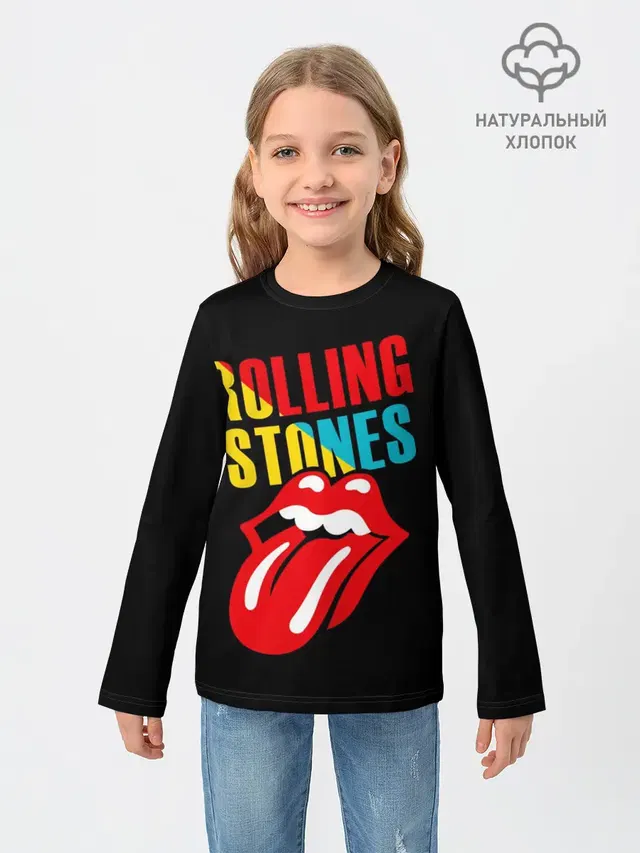 Детский лонгслив с принтом «Rolling Stones — Роллинг Стоунз»