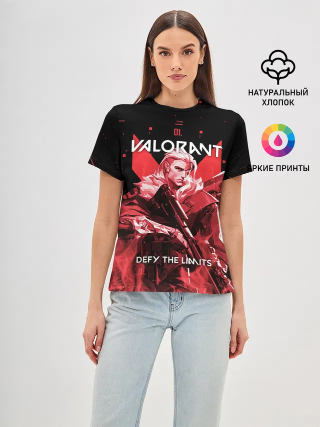 Женская базовая футболка с принтом «Valorant Sova»