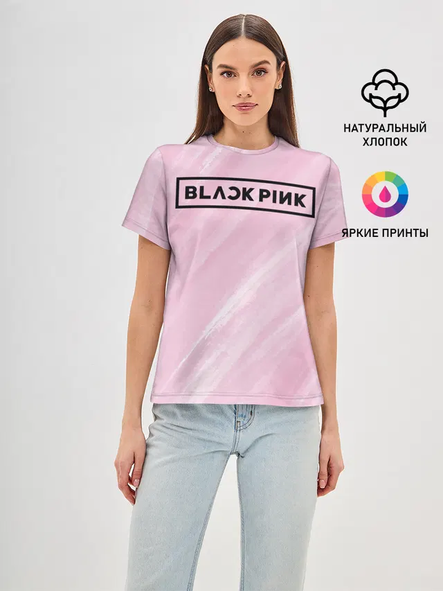 Женская базовая футболка с принтом «BlackPink»