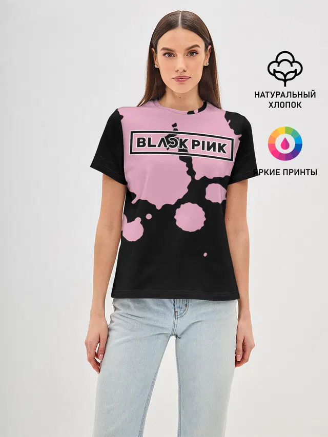 Женская базовая футболка с принтом «BlackPink»