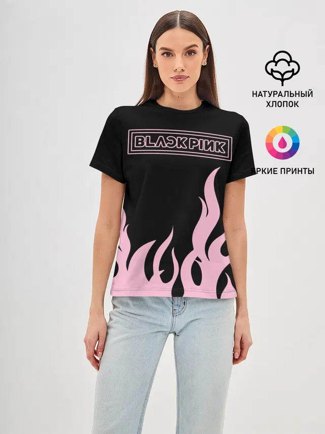 Женская базовая футболка с принтом «BlackPink»