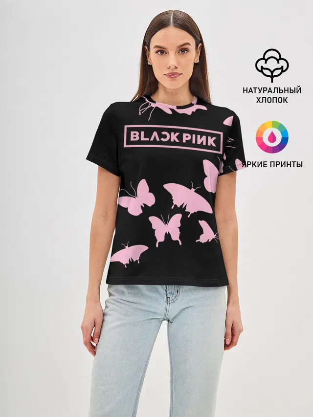Женская базовая футболка с принтом «BlackPink»