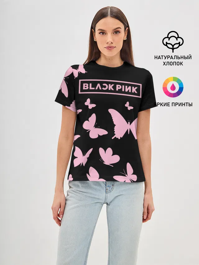 Женская базовая футболка с принтом «BlackPink»