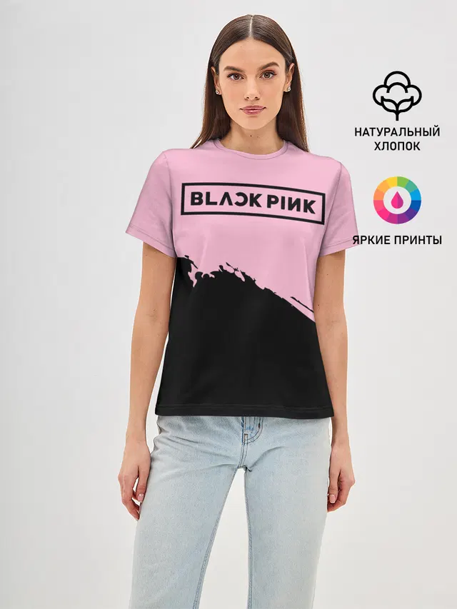 Женская базовая футболка с принтом «BlackPink»