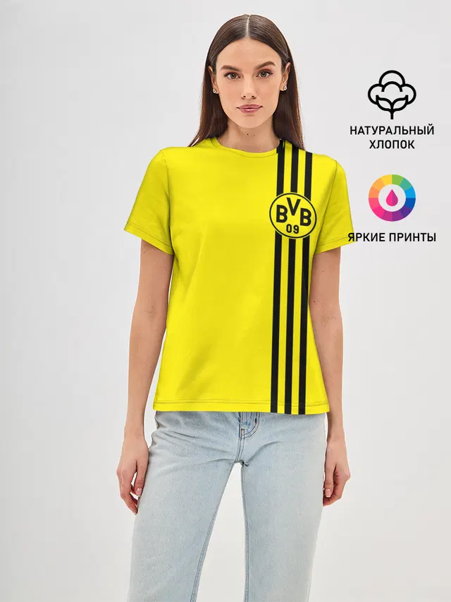 Женская базовая футболка с принтом «Borussia Боруссия — БОРУССИЯ»