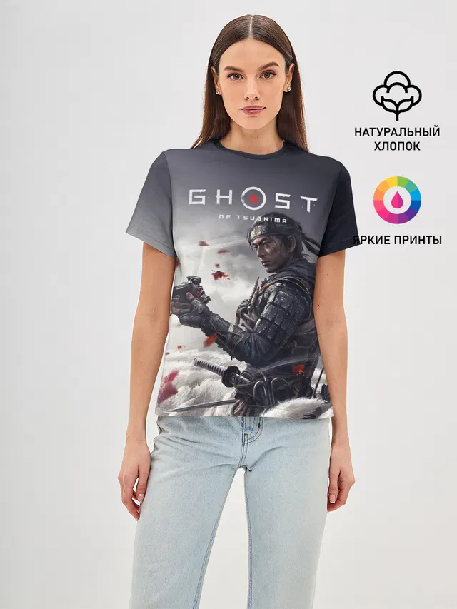 Женская базовая футболка с принтом «Ghost of Tsushima»