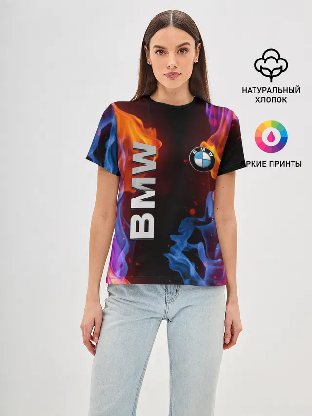 Женская базовая футболка с принтом «BMW»