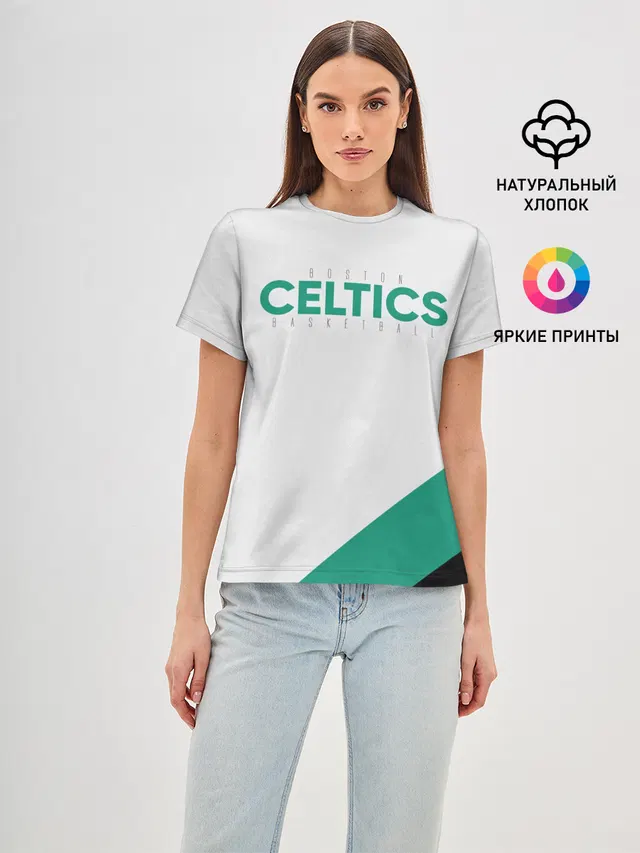 Женская базовая футболка с принтом «НБА — BOSTON CELTICS»