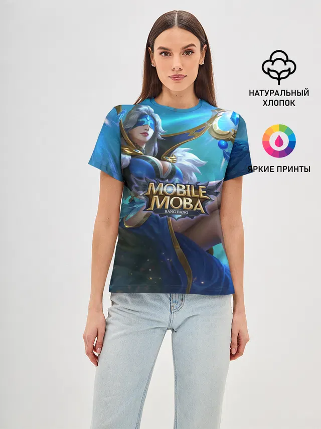 Женская базовая футболка с принтом «Разные игры — mobile legends»