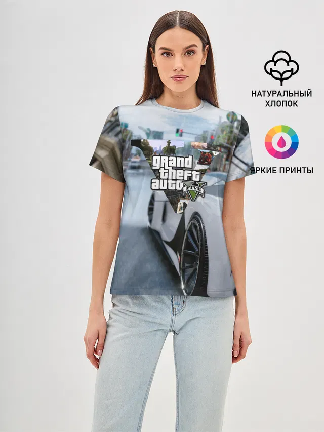 Женская базовая футболка с принтом «GTA»