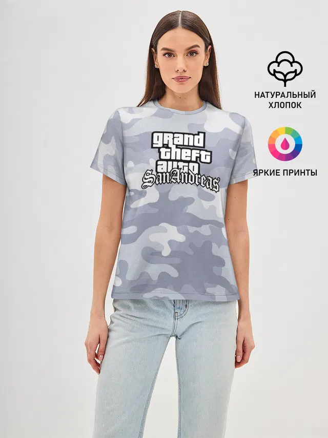 Женская базовая футболка с принтом «GTA — GTA SA»
