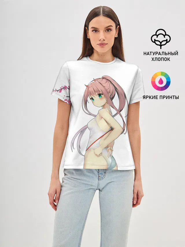Женская базовая футболка с принтом «Darling sakura»