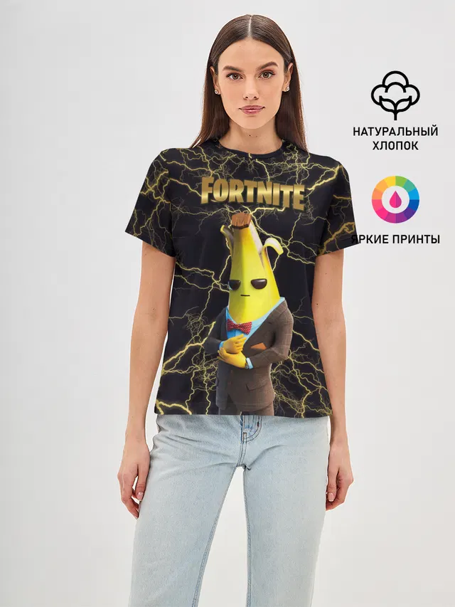 Женская базовая футболка с принтом «Фортнайт — Peely Fortnite»