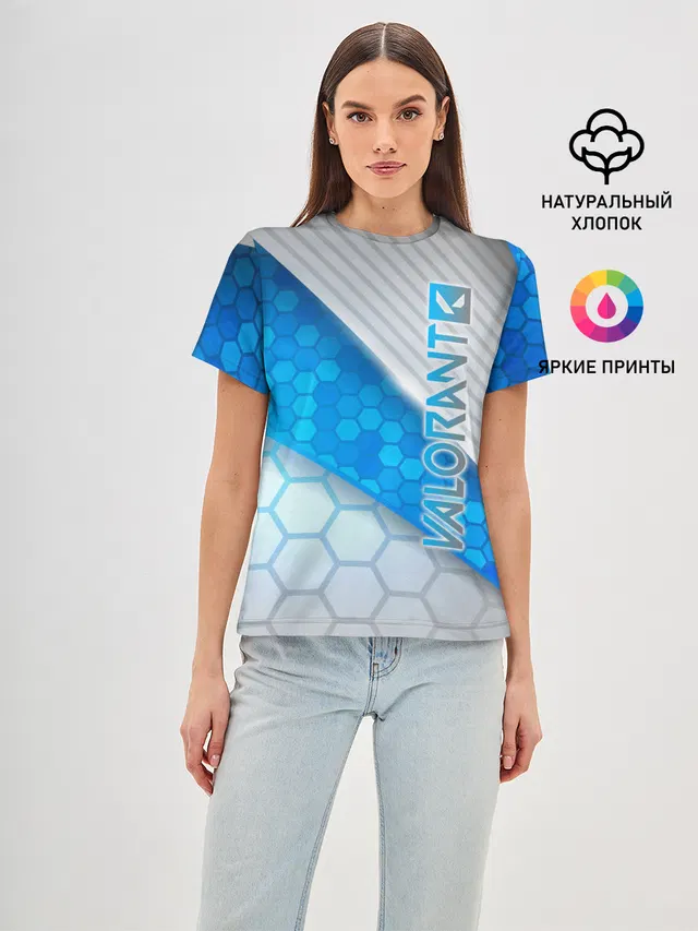 Женская базовая футболка с принтом «Hexagon pattern»