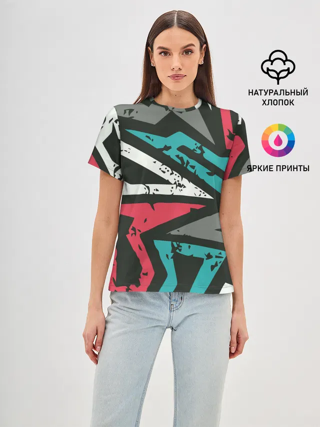 Женская базовая футболка с принтом «Geometric Abstraction»