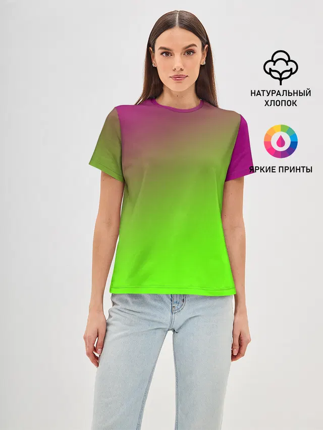 Женская базовая футболка с принтом «Tie-Dye — Кислотная»