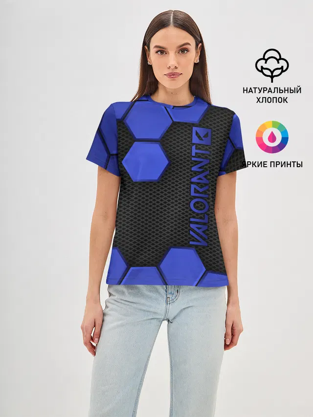 Женская базовая футболка с принтом «Hexagonal pattern»