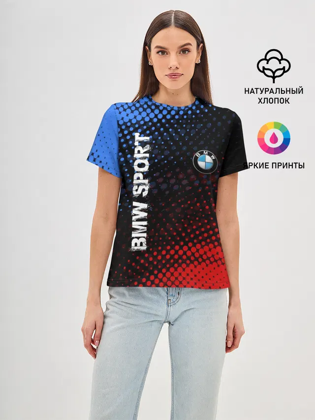 Женская базовая футболка с принтом «BMW — BMW SPORT»