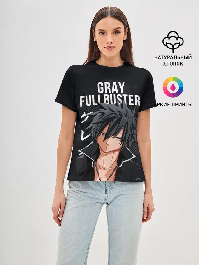 Женская базовая футболка с принтом «Хвост Феи — Gray Fullbuster»