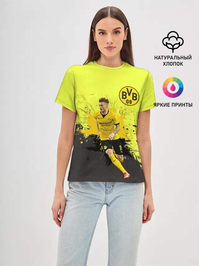 Женская базовая футболка с принтом «Borussia — Марко Ройс»