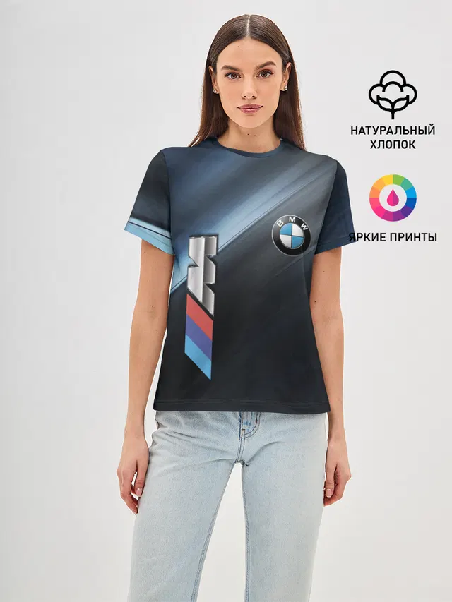 Женская базовая футболка с принтом «BMW»