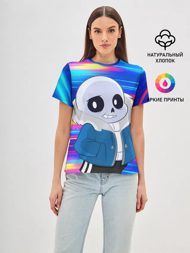 Женская базовая футболка с принтом «Sans undertale Санс»