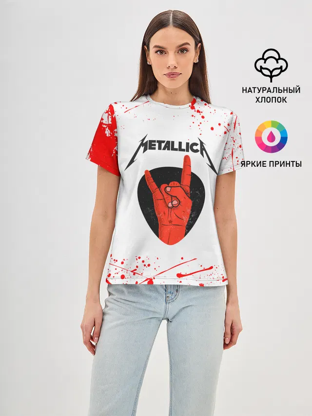 Женская базовая футболка с принтом «Metallica»