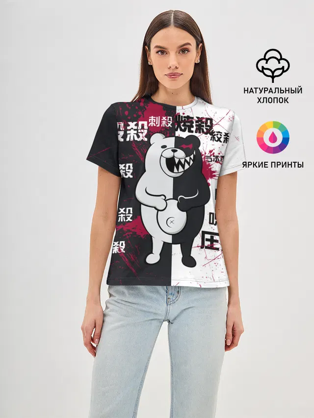 monokuma с пупком и иероглифами