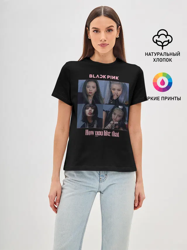 Женская базовая футболка с принтом «BlackPink»