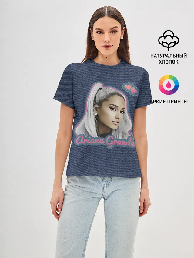Женская базовая футболка с принтом «Ариана Гранде — Ariana Grande Jeans»