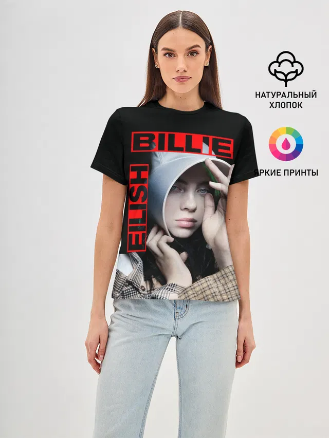 Женская базовая футболка с принтом «Billie Eilish»