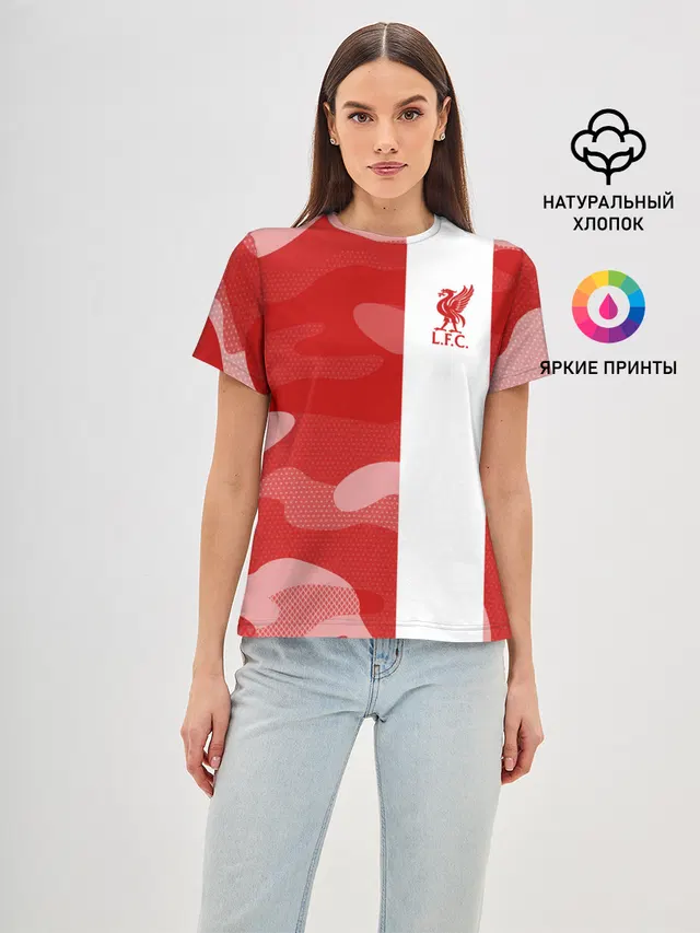 Женская базовая футболка с принтом «camouflage — Liverpool F.C.»