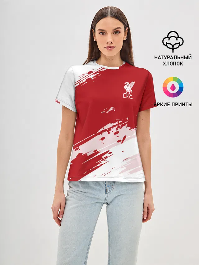 Женская базовая футболка с принтом «Symbol of Liverpool — Liverpool F.C.»