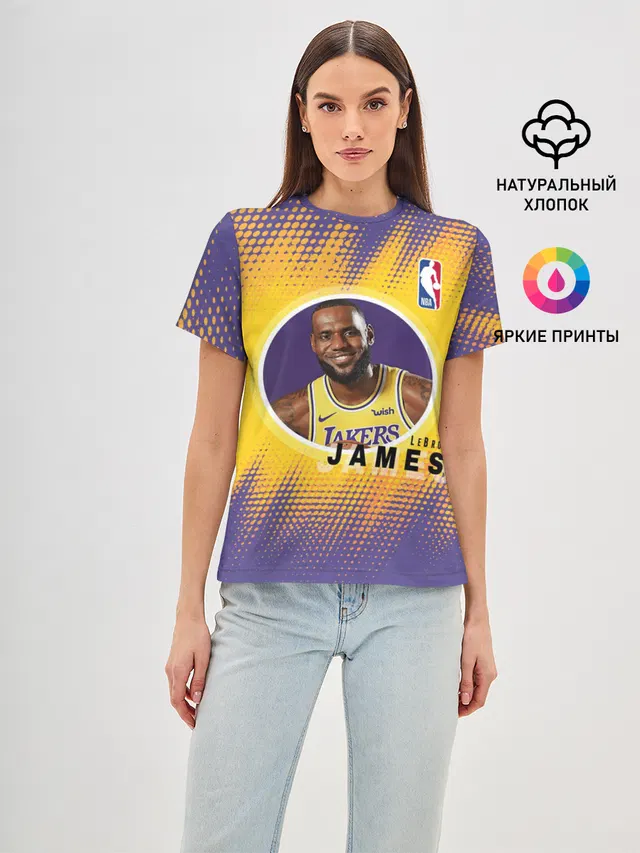Женская базовая футболка с принтом «НБА — LeBron James»