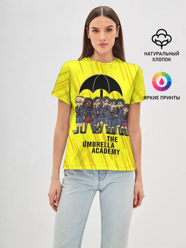 Женская базовая футболка с принтом «Умбрелла академия — The Umbrella Academy»