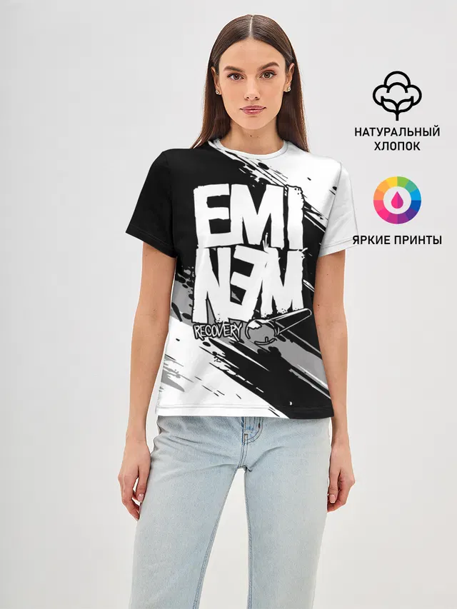 Женская базовая футболка с принтом «Eminem»