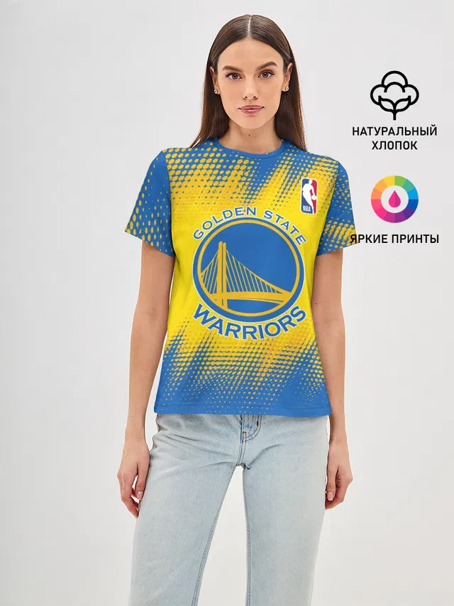 Женская базовая футболка с принтом «НБА — Golden State Warriors»