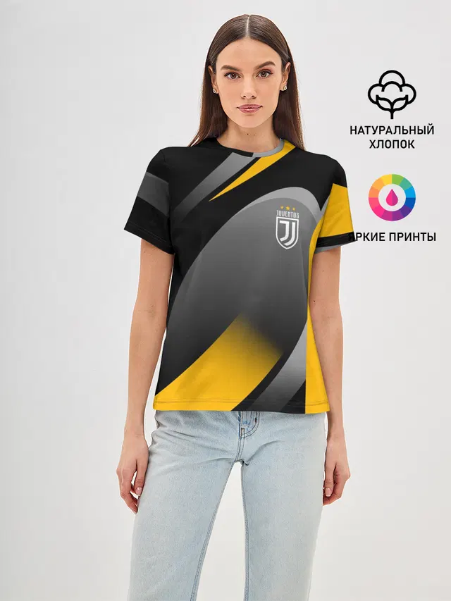 Женская базовая футболка с принтом «Ювентус — Juventus Uniform»