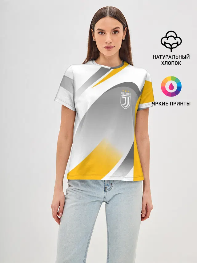 Женская базовая футболка с принтом «Ювентус — Juventus Uniform»