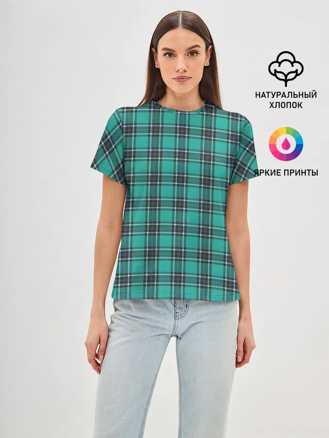 Женская базовая футболка с принтом «Tartan — Джентльмены»