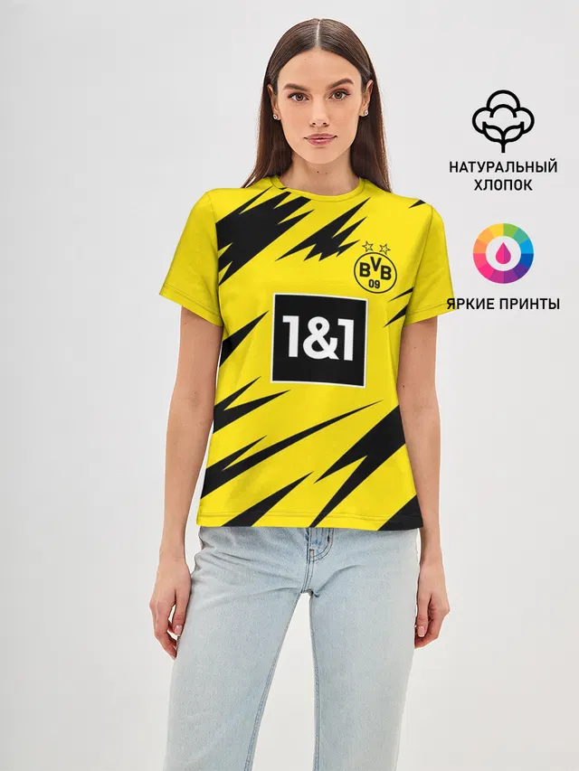 Женская базовая футболка с принтом «Borussia — Reus Borussia Dortmund 20-21»
