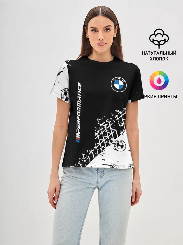 Женская базовая футболка с принтом «BMW»