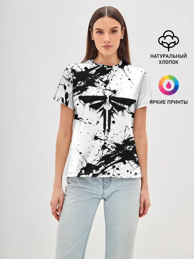 Женская базовая футболка с принтом «Drip art»