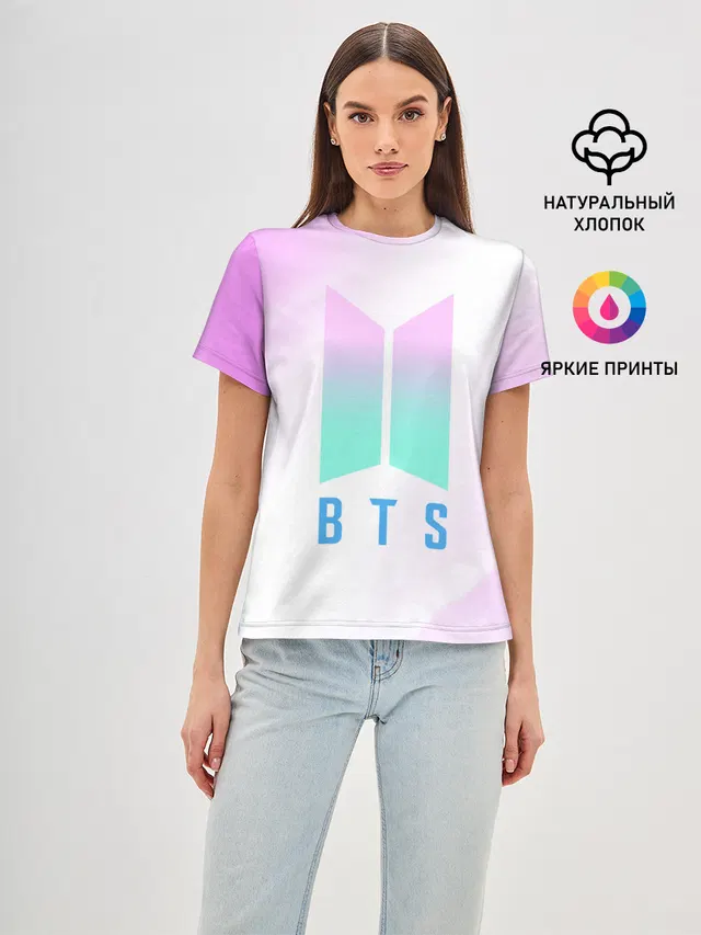 Женская базовая футболка с принтом «BTS»