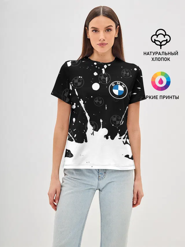 Женская базовая футболка с принтом «BMW»