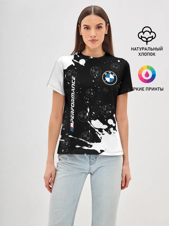 Женская базовая футболка с принтом «BMW»