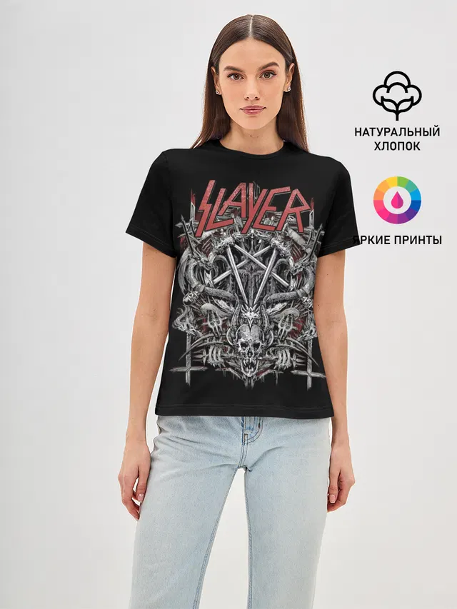 Женская базовая футболка с принтом «Slayer»